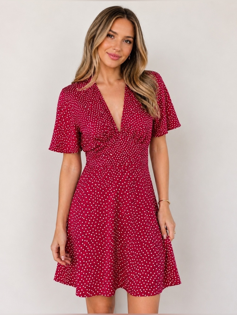 💜2 for 10-Zara Red and White Polka Dot Dress